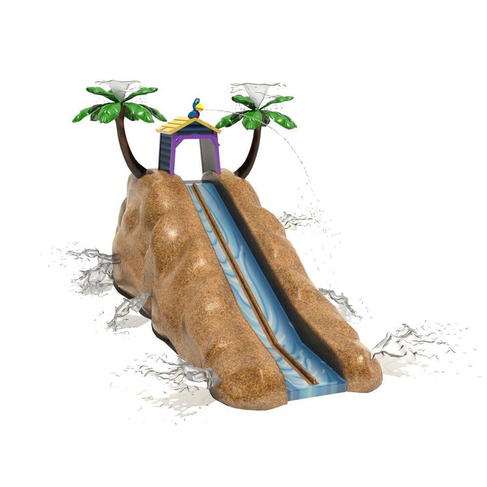 Tropical Beach Slide dual aqua slide with optional water effect.